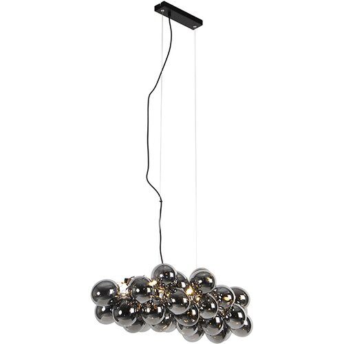 QAZQA Smart hanglamp zwart met smoke glas 8-lichts incl. 8 Wifi G9 - Uvas Slike