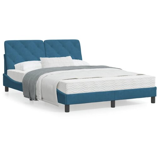 VidaXL Krevet s madracem plavi 120 x 200 cm bar&amp;scaron;unasti Slike