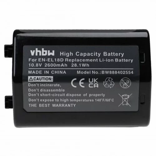 VHBW Baterija EN-EL18D za Nikon D6 / Z9, 2600 mAh