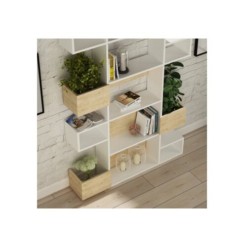 Hanah home Polica 120x171x25,3cm Bijelo-Hrast Slike