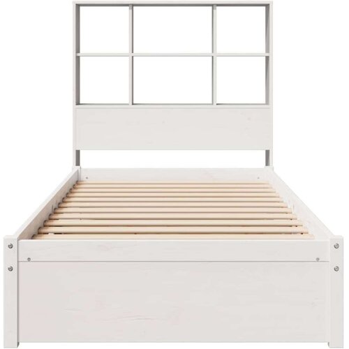 vidaXL Krevet s regalom za knjige bez madraca bijeli 90x200cm borovina Cene