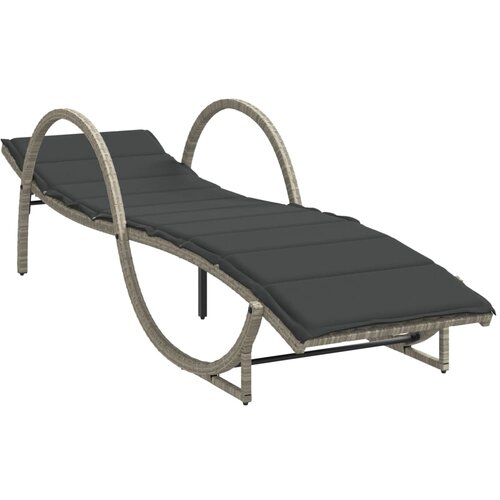 vidaXL ležalnik z blazino siv 60x199x42 cm poli ratan Cene