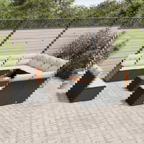 VidaXL 12-dijelni set vrtnih sofa od poliratana s jastucima crni Slike