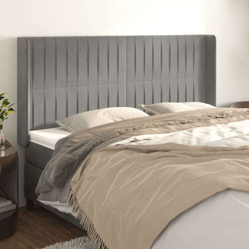  Uzglavlje s u&amp;scaron;ima svjetlosivo 203x16x118/128 cm bar&amp;scaron;unasto Slike