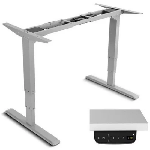 Maclean električna miza, nastavljiva po višini, brez mizne plošče, sive barve za stoječe in sedeče,