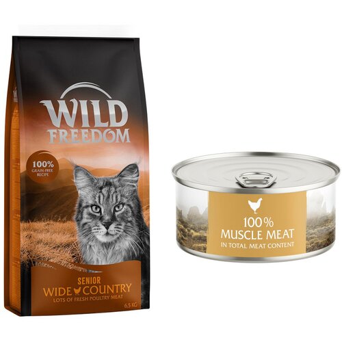 Wild Freedom suha mačja hrana 6,5 kg + WF Instinctive mokra mačja hrana 6 x 70 g po posebni ceni! - Senior &amp;quot;Wide Country&amp;quot; perutnina - brezžitna receptura 6,5 kg + Instinctive Wide Praries - pi&amp;scaron;čanec 6 x 70 g Slike