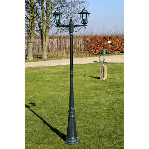  Vrtna stupna svjetiljka 215 cm tamnozelena/crna aluminijska Cene