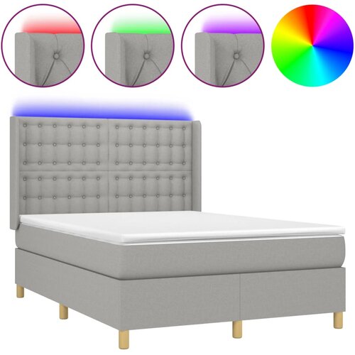 Maison Chic Box spring postelja - Vzmetna postelja z vzmetnico LED svetlo siva 140x190cm blago SL15584, (21906815) Cene