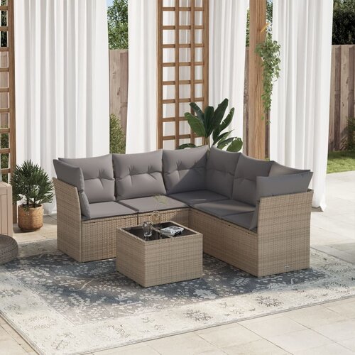 vidaXL 6-dijelni set vrtnih sofa s jastucima bež od poliratana Cijene