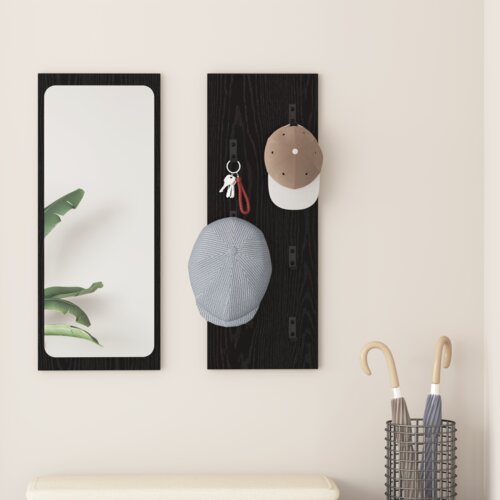 VidaXL Vje&amp;scaron;alica za kapute na zidu Zidne Crni hrast 30 x 1.5 x 80 cm Slike