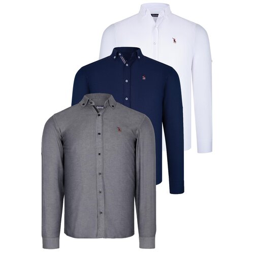 Dewberry TRIPLE SET G674 MENS SHIRT-NAVY BLUE-WHITE-SMOKED Cijene