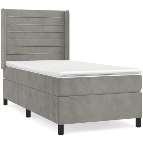 Maison Chic Box spring postelja - Vzmetna postelja z vzmetnico svetlo siv 90x190 cm žamet SL14176, (21907717) Slike