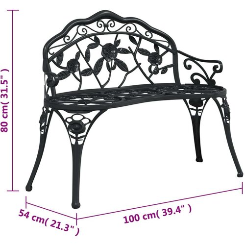 VidaXL Vrtna klupa 100 cm od lijevanog aluminija crna Slike