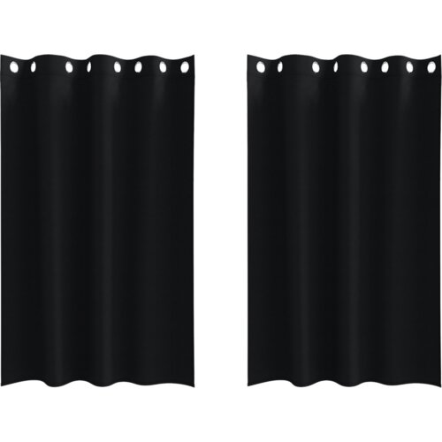 vidaXL Zavjese sa zavjesama 2 pcs Crna 175 x 140 cm Poliester Cene