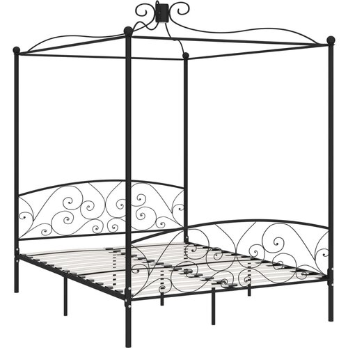 Maison Chic Posteljni okvir - Dvoposteljna postelja - Zakonska postelja z ogrodjem za baldahin črn kovinski 160x200 cm, (21694988) Slike