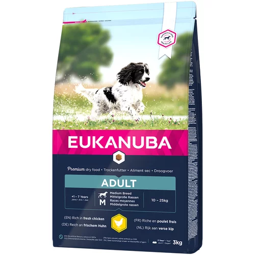 Eukanuba Adult Medium Breed piletina - 3 kg