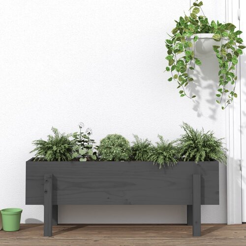 VidaXL Povi&amp;scaron;ena vrtna gredica siva 101 x 30 x 38 cm masivna borovina Slike
