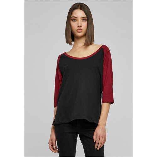 Urban Classics Women's 3/4 contrast raglan t-shirt blk/burgundy Cene