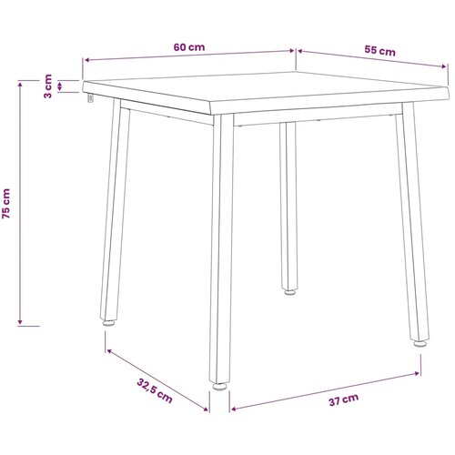  60 x 55 x 75 cm Čvrsto drvo akacije Bijela i crna Pravokutni - Bijela i crna 60 x 55 x 75 cm Živi rub Slike