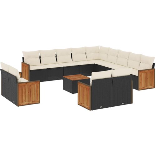 vidaXL 14-dijelni set vrtnih sofa s jastucima poliratan crni Cijene