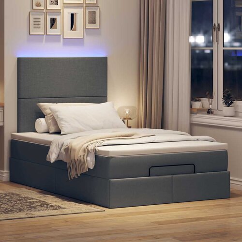 VidaXL Otomanski posteljni okvir z vzmetnico siv 120x190 cm blago Slike