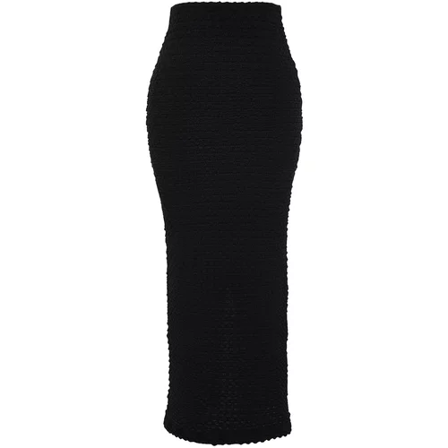 Trendyol Black Textured Fabric Pencil Maxi Skirt