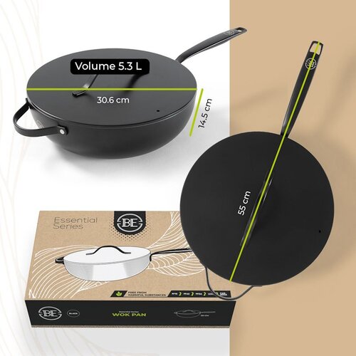 BE Living Wok tava s poklopcem Essential Black 30 cm Slike