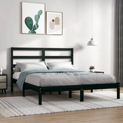 Furnova Posteljni okvir črn iz trdnega lesa 150x200 cm, (21942094) Slike