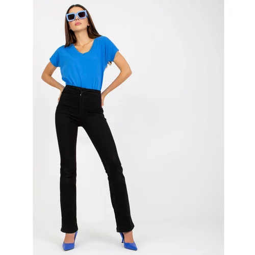 Fashion Hunters Basic dark blue cotton t-shirt for women