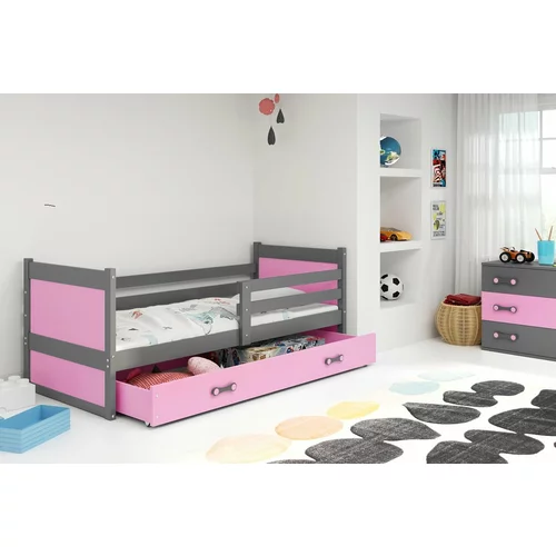 BMS Group Otroška postelja Rico - 80x190 cm - grafit/roza