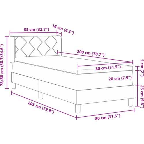  Krevet s podnicom i madracem krem 80x200 cm tkanina Slike