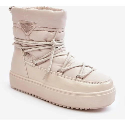Kesi Women's platform snow boots with lacing in beige