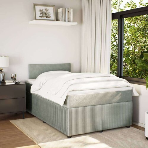 vidaXL Box spring postelja z vzmetnico svetlo siva 120x190 cm žamet Cene