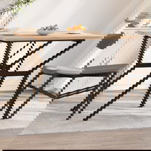  The Living Store Jedilna miza Y okvir 90x90x75,5 cm trdna borovina lito železo - Jedilna Miza, (21498396) Cene