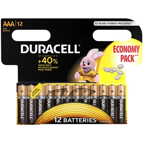 Duracell Baterije Basic AAA LR03 (12 kosov, 1,5 V)