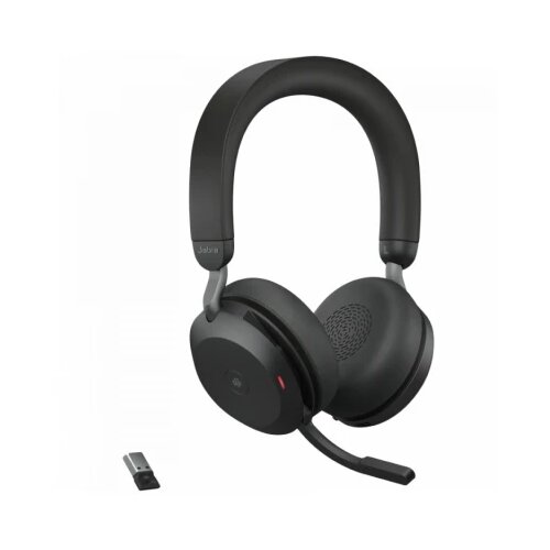 Jabra EVOLVE2 75, Link380a MS Stereo Stand Black, EVOLVE2 75 headset Black MS, Link 380 BT adapter USB-A MS, EVOLVE2 75 Deskstand USB-A,1.2m USB-C to USB-A cable, carry pouch, warranty and warning (safety leaflets) Cene