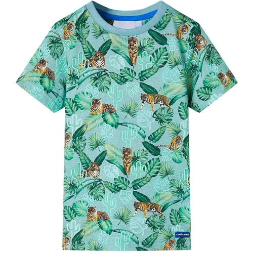vidaXL Otroška majica s kratkimi rokavi svetlo zelena melange 116