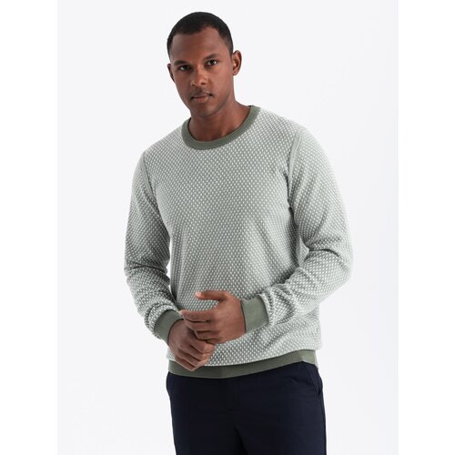 Ombre Knitted men&amp;#039;s RELAXED FIT sweater with patterns - olive Slike