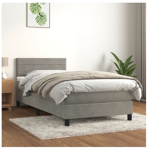  Box spring postelja z vzmetnico svetlo siva 100x200 cm žamet Cene