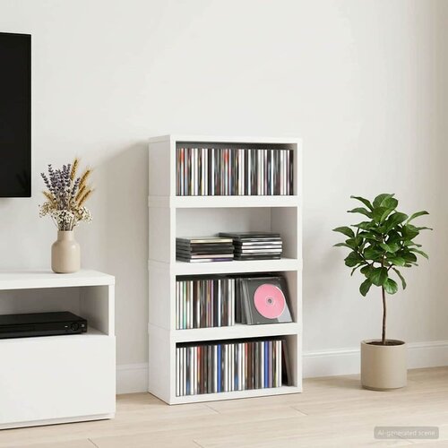  Stalak za CD-ove 4 kom. Bijela 40 x 17 x 17 cm Slike