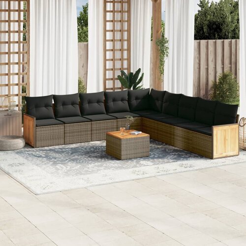 vidaXL 10-dijelni set vrtnih sofa od poliratana s jastucima sivi Cijene