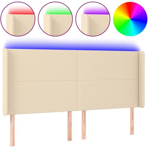 Maison Chic led posteljno vzglavje - vzglavna omarica - nočna omarica krem 183x16x118/128 cm blago, (21707060) Cene