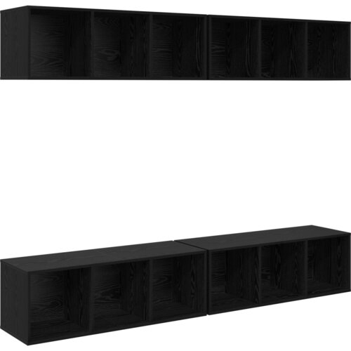 VidaXL Stenski TV kabinet s polico 4 pcs Črni hrast 37 x 37 x 107.5 cm Slike