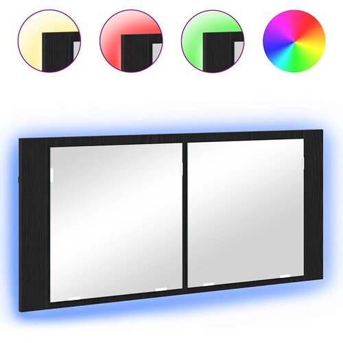  LED Ogledalo s Ormarom s policom Crni hrast 100 x 12 x 45 cm Cene