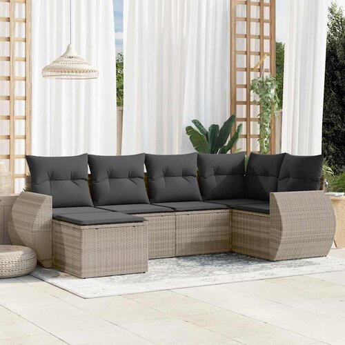  6-dijelni set vrtnih sofa od poliratana s jastucima svjetlosivi Cijene