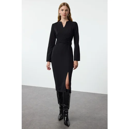 Trendyol Black Bodycon Midi Woven Dress