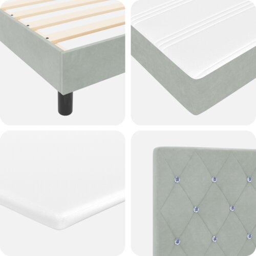 vidaXL Box Spring Postelja z Blazino Svetlo Siva Majhna Dvojna Žamet Cene