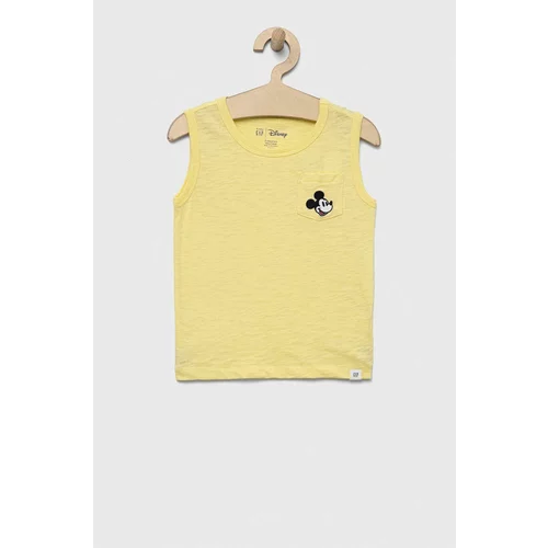 GAP Otroška bombažna kratka majica x Disney rumena barva