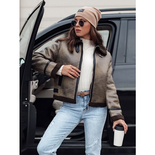 DStreet Women's suede jacket with fur KASAMIRA coffee Cene