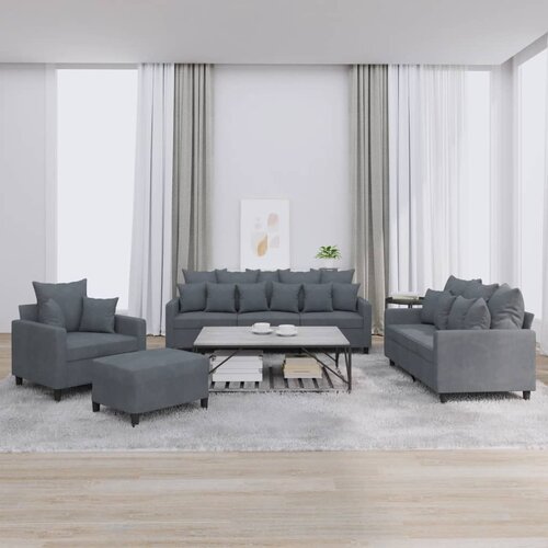  4-dijelni set sofa s jastucima tamnosivi bar&scaron;unasti Cijene